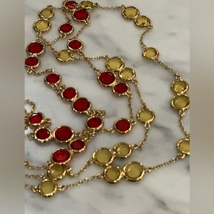 Kate Spade Gold & Crystal Necklaces - (1) gold and yellow & (1) gold and red